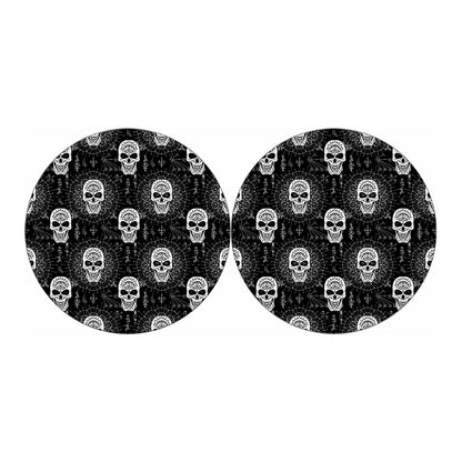 Black And White Wicca Evil Skull Print Car Coasters