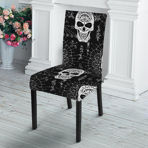 Black And White Wicca Evil Skull Print Dining Chair Slipcover