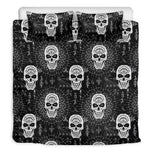 Black And White Wicca Evil Skull Print Duvet Cover Bedding Set
