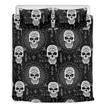 Black And White Wicca Evil Skull Print Duvet Cover Bedding Set