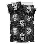 Black And White Wicca Evil Skull Print Duvet Cover Bedding Set