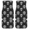 Black And White Wicca Evil Skull Print Front and Back Car Floor Mats