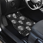 Black And White Wicca Evil Skull Print Front and Back Car Floor Mats
