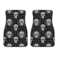 Black And White Wicca Evil Skull Print Front Car Floor Mats