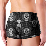 Black And White Wicca Evil Skull Print Men's Boxer Briefs