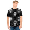 Black And White Wicca Evil Skull Print Men's T-Shirt