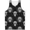 Black And White Wicca Evil Skull Print Men's Tank Top