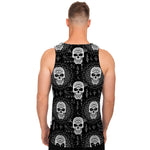 Black And White Wicca Evil Skull Print Men's Tank Top