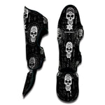 Black And White Wicca Evil Skull Print Muay Thai Shin Guard