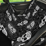 Black And White Wicca Evil Skull Print Pet Car Back Seat Cover