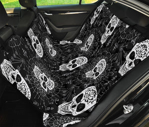 Black And White Wicca Evil Skull Print Pet Car Back Seat Cover