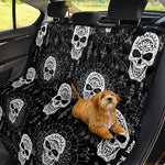 Black And White Wicca Evil Skull Print Pet Car Back Seat Cover