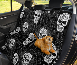 Black And White Wicca Evil Skull Print Pet Car Back Seat Cover