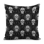Black And White Wicca Evil Skull Print Pillow Cover