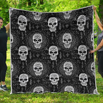 Black And White Wicca Evil Skull Print Quilt