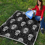 Black And White Wicca Evil Skull Print Quilt