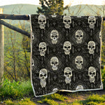 Black And White Wicca Evil Skull Print Quilt