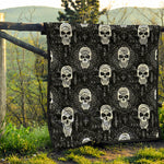 Black And White Wicca Evil Skull Print Quilt