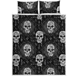 Black And White Wicca Evil Skull Print Quilt Bed Set