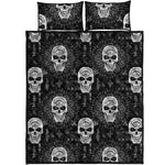Black And White Wicca Evil Skull Print Quilt Bed Set