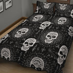 Black And White Wicca Evil Skull Print Quilt Bed Set