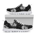 Black And White Wicca Evil Skull Print White Running Shoes