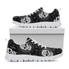 Black And White Wicca Evil Skull Print White Sneakers