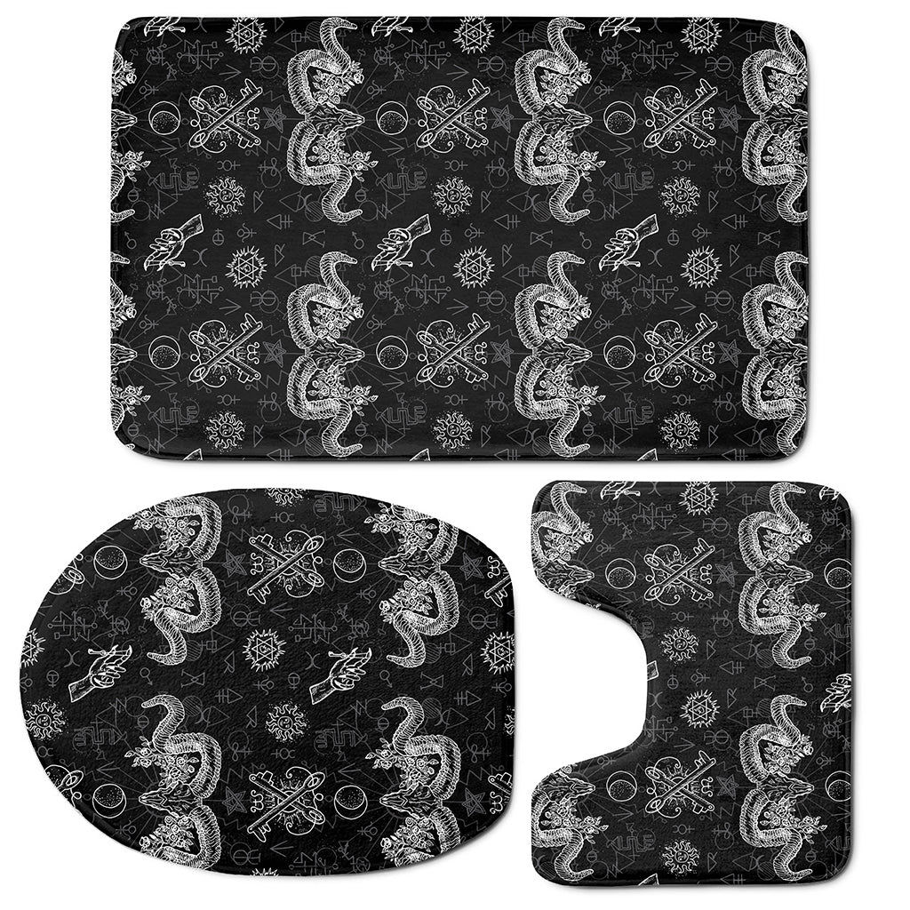 Black And White Wicca Gothic Print 3 Piece Bath Mat Set