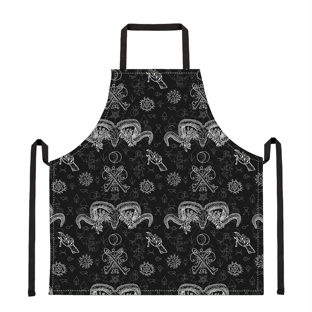 Black And White Wicca Gothic Print Apron