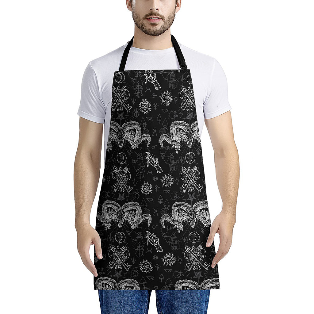 Black And White Wicca Gothic Print Apron