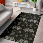 Black And White Wicca Gothic Print Area Rug