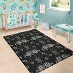 Black And White Wicca Gothic Print Area Rug