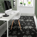 Black And White Wicca Gothic Print Area Rug