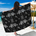 Black And White Wicca Gothic Print Beach Sarong Wrap