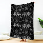 Black And White Wicca Gothic Print Blanket