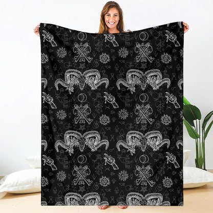 Black And White Wicca Gothic Print Blanket