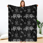 Black And White Wicca Gothic Print Blanket