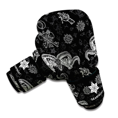 Black And White Wicca Gothic Print Boxing Gloves
