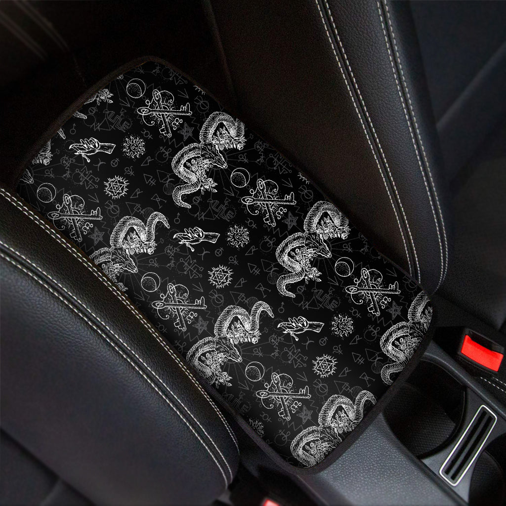 Black And White Wicca Gothic Print Car Center Console Cover