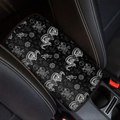 Black And White Wicca Gothic Print Car Center Console Cover