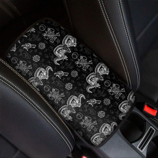 Black And White Wicca Gothic Print Car Center Console Cover