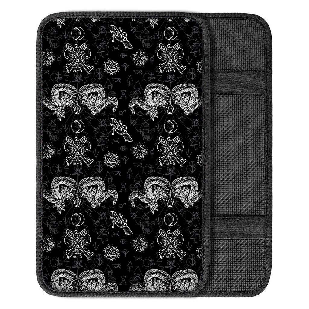 Black And White Wicca Gothic Print Car Center Console Cover