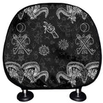 Black And White Wicca Gothic Print Car Headrest Covers