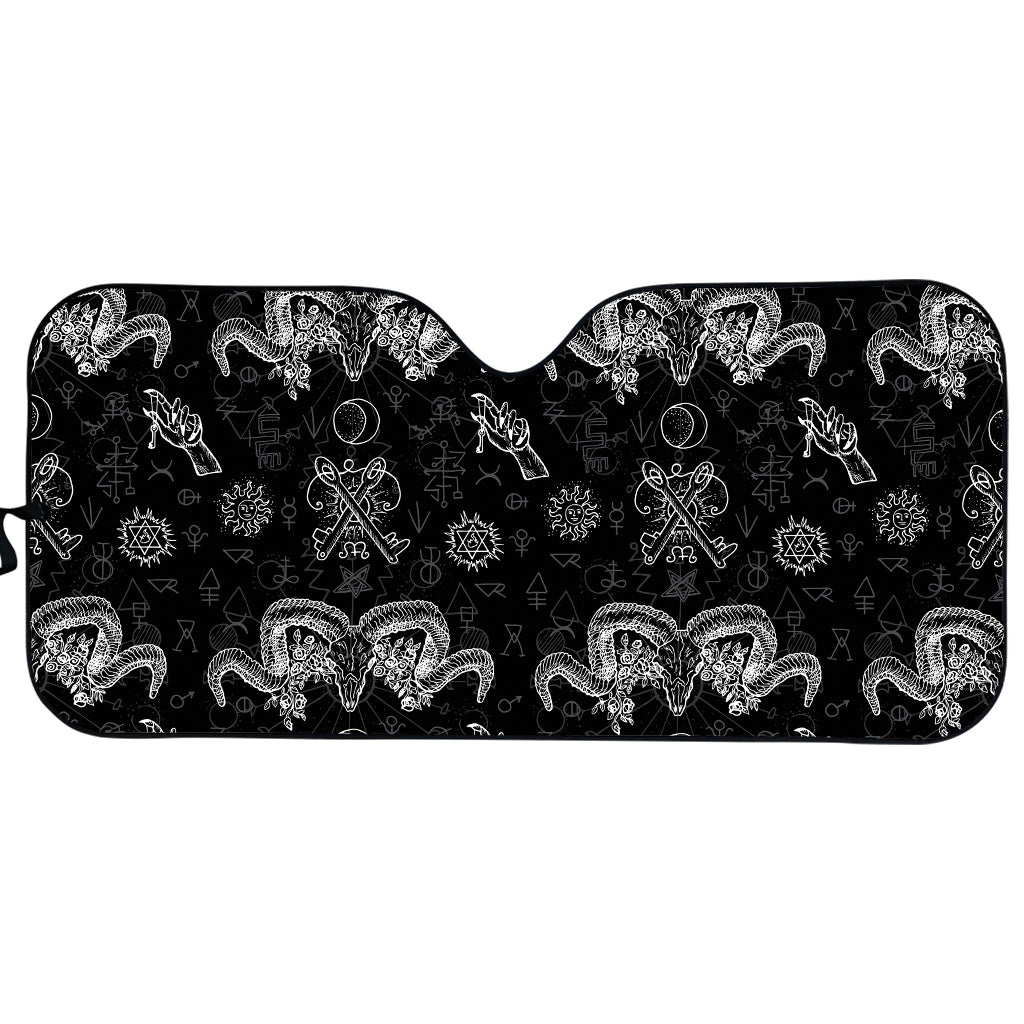 Black And White Wicca Gothic Print Car Sun Shade