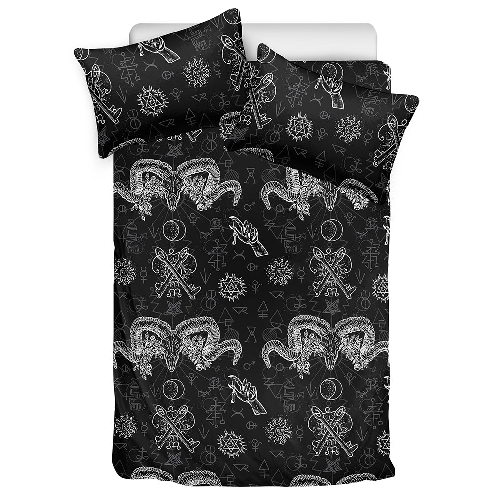 Black And White Wicca Gothic Print Duvet Cover Bedding Set