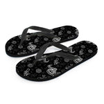 Black And White Wicca Gothic Print Flip Flops