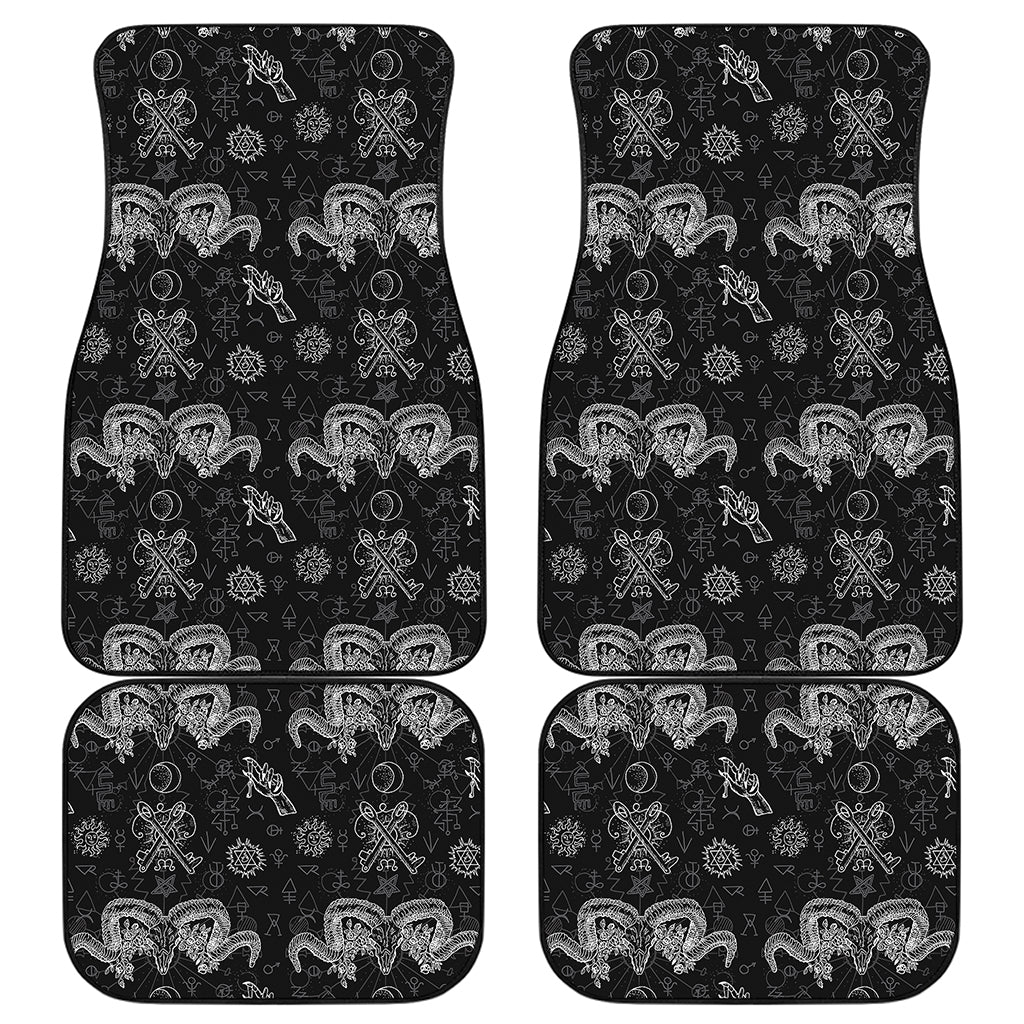 Black And White Wicca Gothic Print Front and Back Car Floor Mats