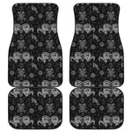 Black And White Wicca Gothic Print Front and Back Car Floor Mats