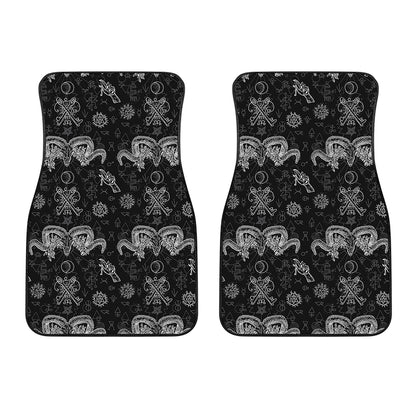 Black And White Wicca Gothic Print Front Car Floor Mats