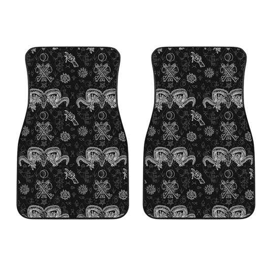 Black And White Wicca Gothic Print Front Car Floor Mats